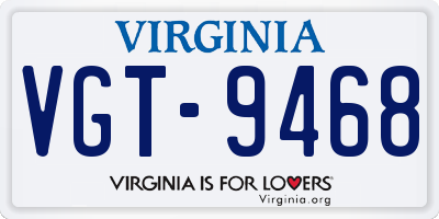 VA license plate VGT9468