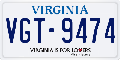 VA license plate VGT9474
