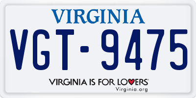 VA license plate VGT9475