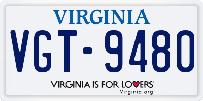 VA license plate VGT9480