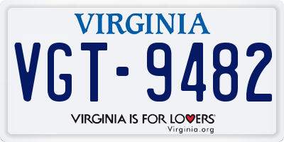 VA license plate VGT9482