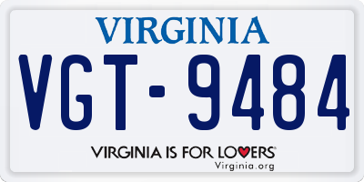 VA license plate VGT9484