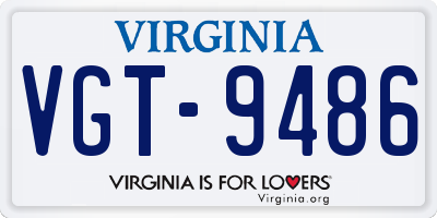 VA license plate VGT9486