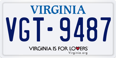 VA license plate VGT9487