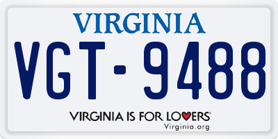 VA license plate VGT9488