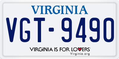 VA license plate VGT9490