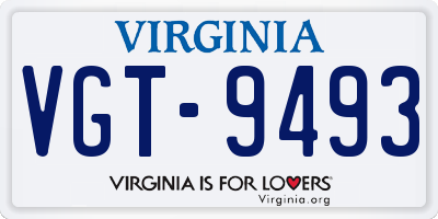 VA license plate VGT9493