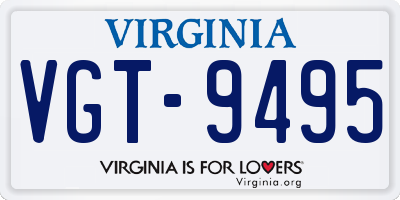 VA license plate VGT9495