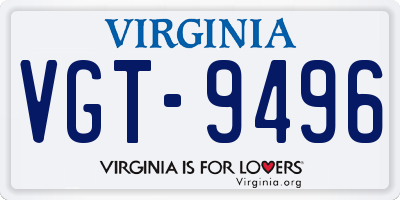 VA license plate VGT9496