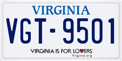 VA license plate VGT9501