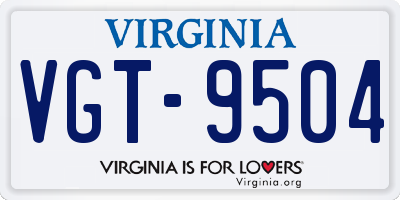 VA license plate VGT9504