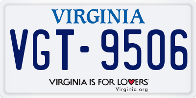 VA license plate VGT9506