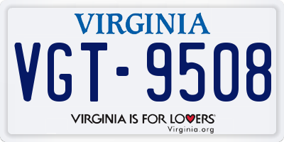 VA license plate VGT9508