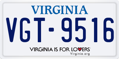 VA license plate VGT9516