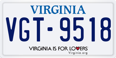 VA license plate VGT9518