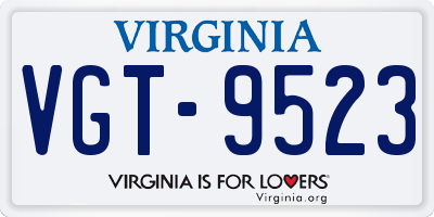 VA license plate VGT9523