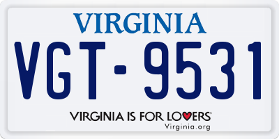 VA license plate VGT9531