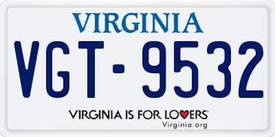 VA license plate VGT9532