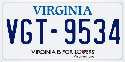 VA license plate VGT9534
