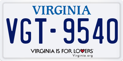 VA license plate VGT9540