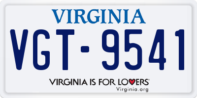 VA license plate VGT9541