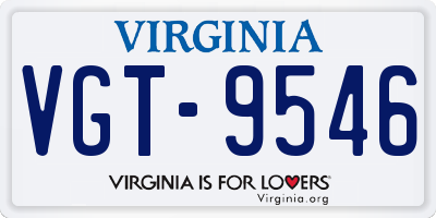 VA license plate VGT9546