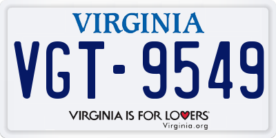 VA license plate VGT9549