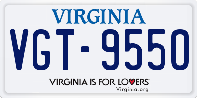 VA license plate VGT9550