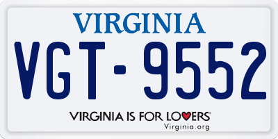VA license plate VGT9552