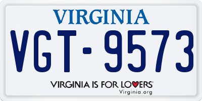 VA license plate VGT9573