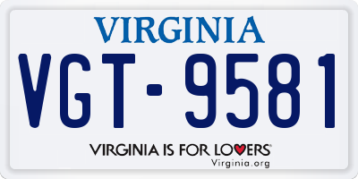 VA license plate VGT9581