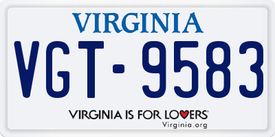 VA license plate VGT9583