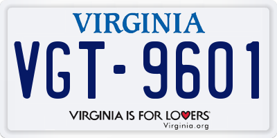 VA license plate VGT9601