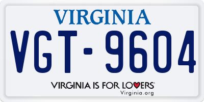 VA license plate VGT9604