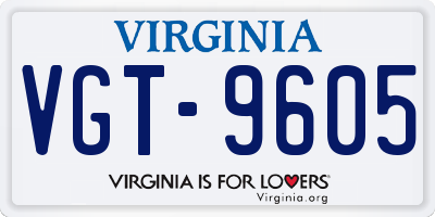 VA license plate VGT9605