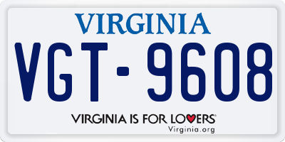 VA license plate VGT9608