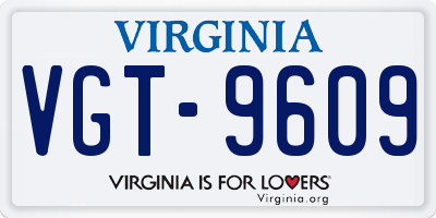 VA license plate VGT9609