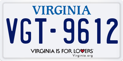 VA license plate VGT9612
