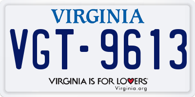 VA license plate VGT9613