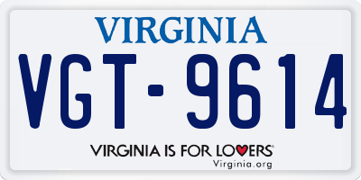 VA license plate VGT9614