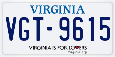 VA license plate VGT9615