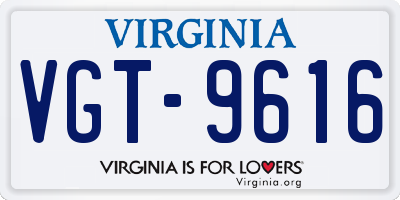 VA license plate VGT9616
