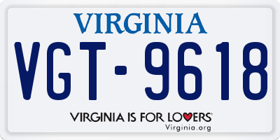 VA license plate VGT9618