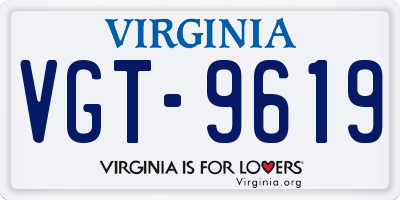 VA license plate VGT9619