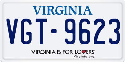 VA license plate VGT9623
