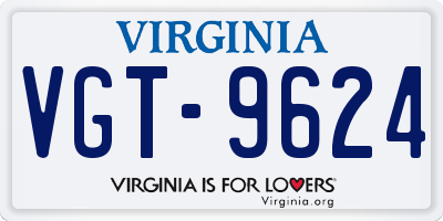 VA license plate VGT9624