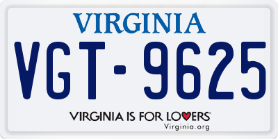 VA license plate VGT9625