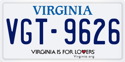 VA license plate VGT9626