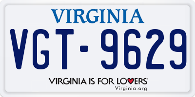 VA license plate VGT9629
