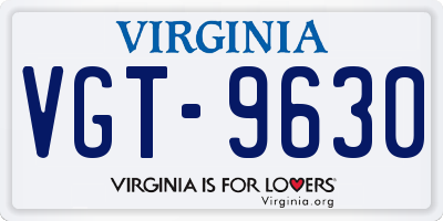 VA license plate VGT9630
